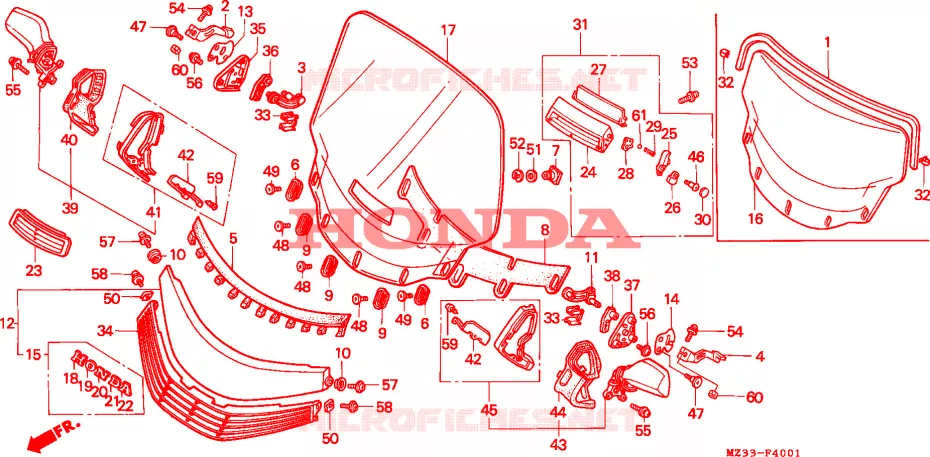 WIND SCREEN  Honda MOTO 1500 GOLD-WING 1994  GL1500SER