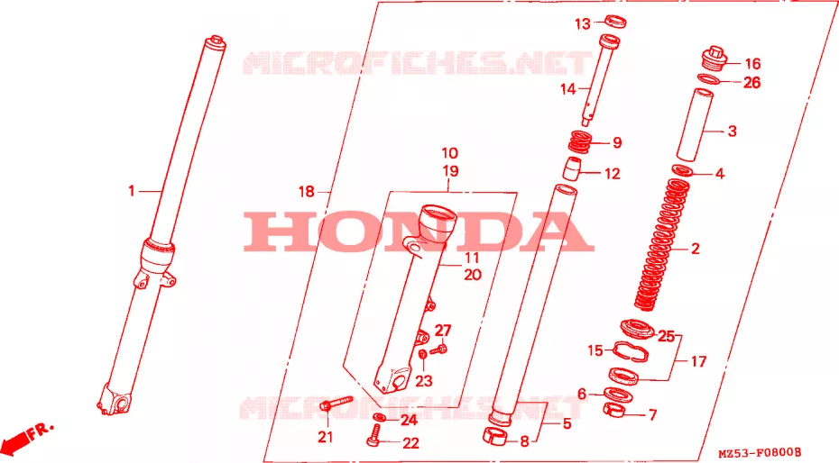 FOURCHE Honda MOTO 750 VF 1995  VF750CS