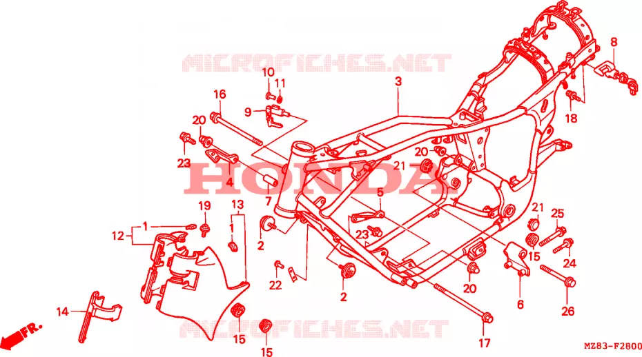 CADRE Honda MOTO 600 SHADOW 1994  VT600CDR