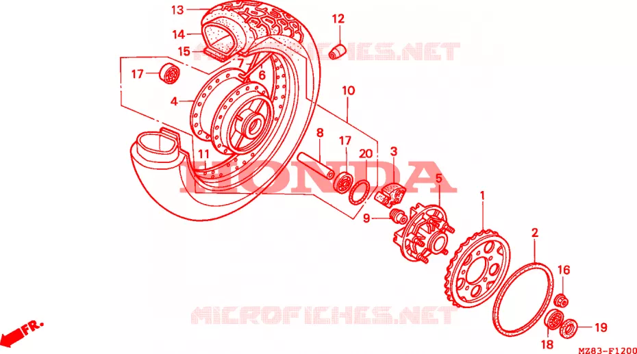 ROUE ARRIERE Honda MOTO 400 STEED 1995  NV400CS