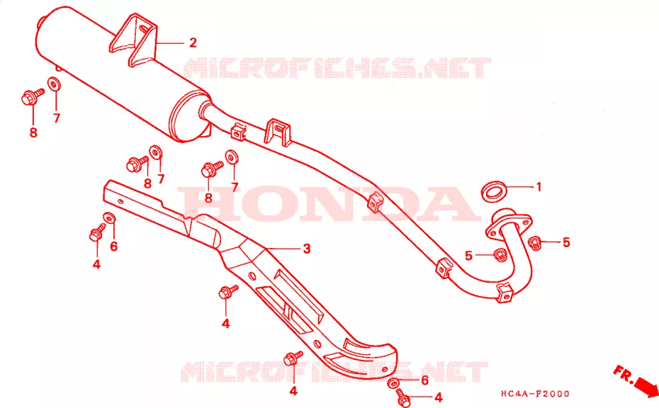 SILENCIEUX D'ECHAPPEMENT Honda ATV 300 FOURTRAX 1994  TRX300FWR