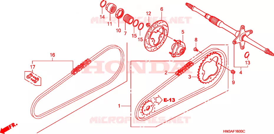 ARBRE DE ROUE ARRIERE Honda ATV 300 FOURTRAX 2007  TRX300EX7