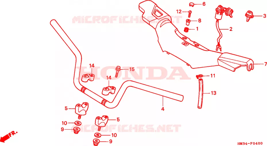 GUIDON Honda ATV 300 FOURTRAX 1998  TRX300EXW