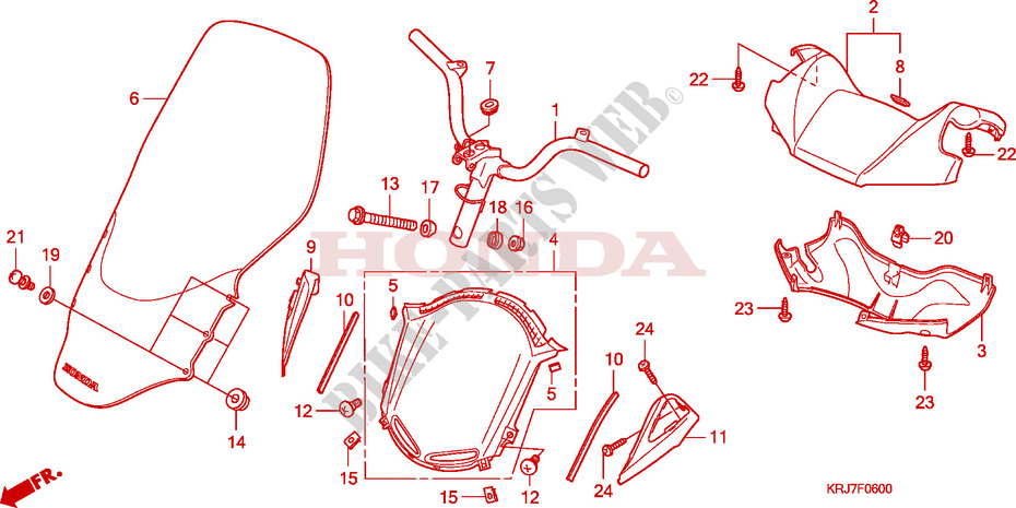 GUIDON   CARENAGE pour Honda S WING 125 FES ABS 2009