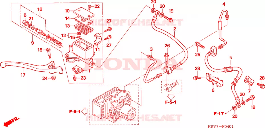 MAITRE-CYLINDRE FREIN AV.(NSS250EX) Honda SCOOTER 250 FORZA 2006  NSS250EX5
