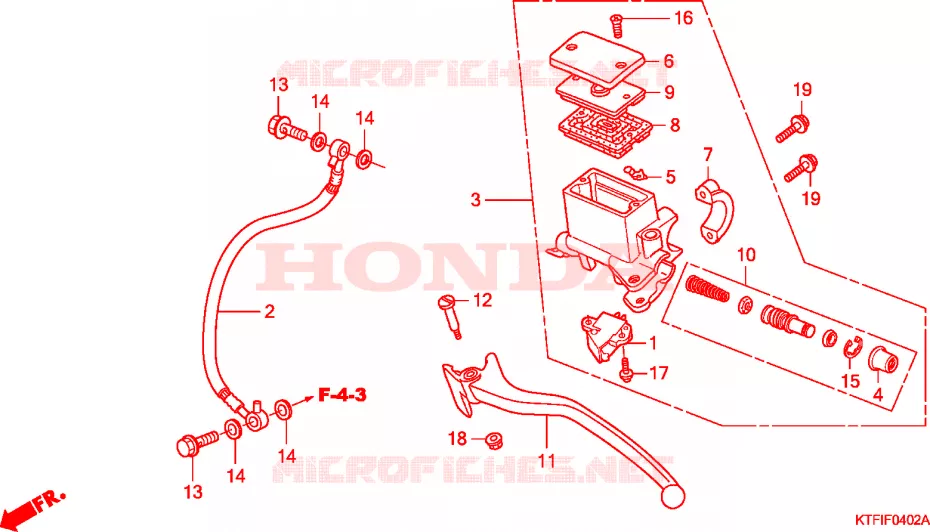 MAITRE-CYLINDRE FREIN AR.(SH125/R/150/R) Honda SCOOTER 125 SH 2010  SH125A