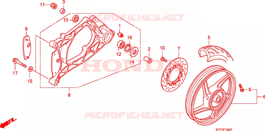ROUE ARRIERE - BRAS OSCILLANT (SH125/R/150/R) Honda SCOOTER 125 SH 2009  SH1259