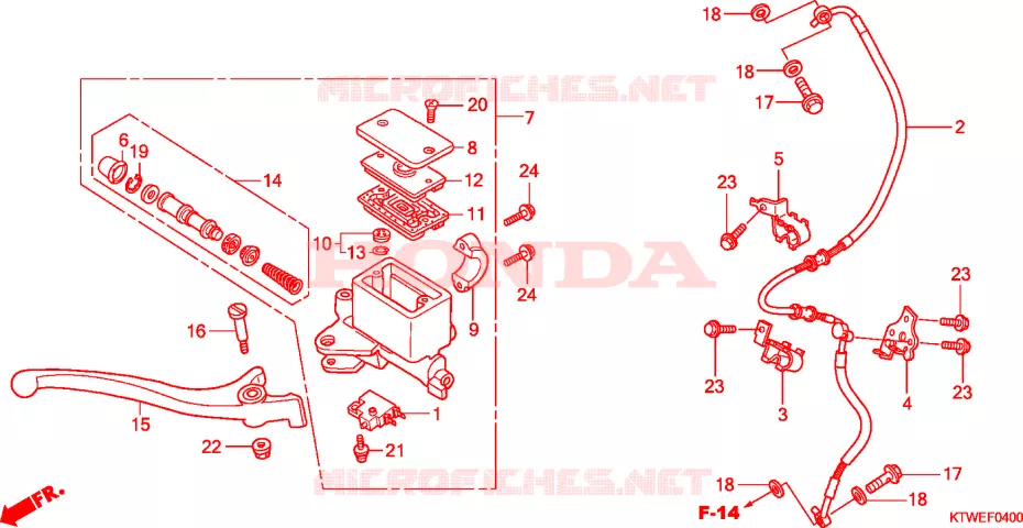 MAITRE-CYLINDRE FREIN AV.(SH300/R) Honda SCOOTER 300 SH 2010  SH300A