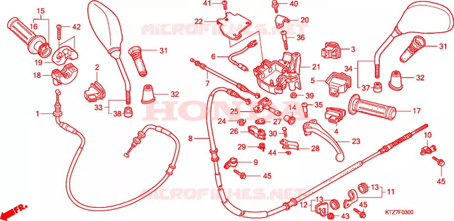 LEVIER DE GUIDON - CABLE - COMMODO Honda SCOOTER 125 PES 2008  PES1257