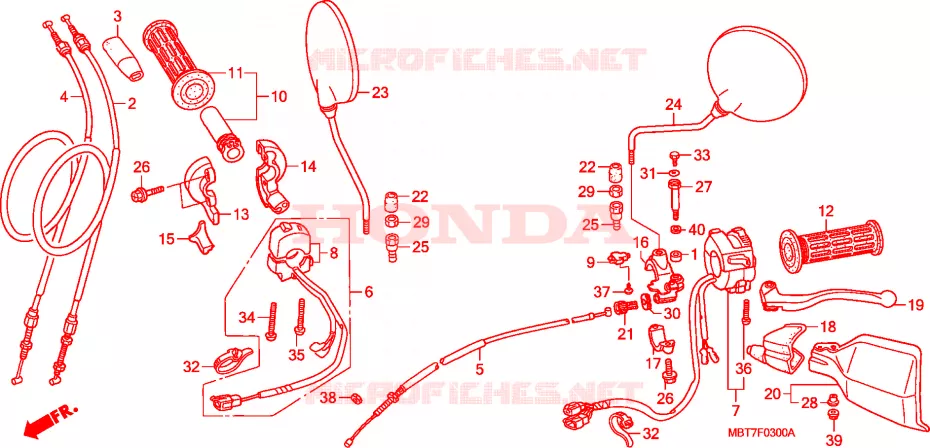 LEVIER DE GUIDON - CABLE - COMMODO Honda MOTO 1000 VARADERO 2007  XL1000V7