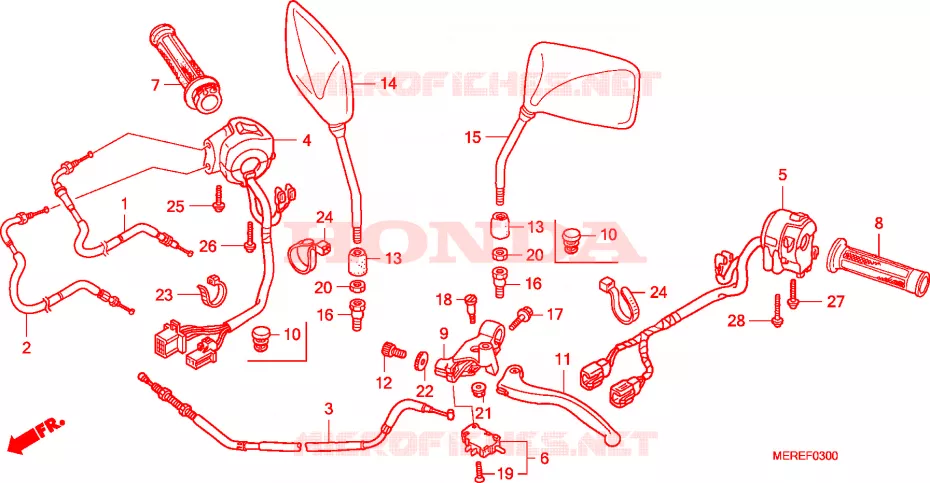 LEVIER DE GUIDON - CABLE - COMMODO Honda MOTO 600 CBF 2009  CBF600S9