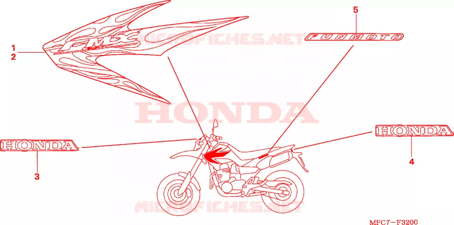 AUTOCOLLANTS Honda MOTO 650 FMX 2005  FMX6505_F