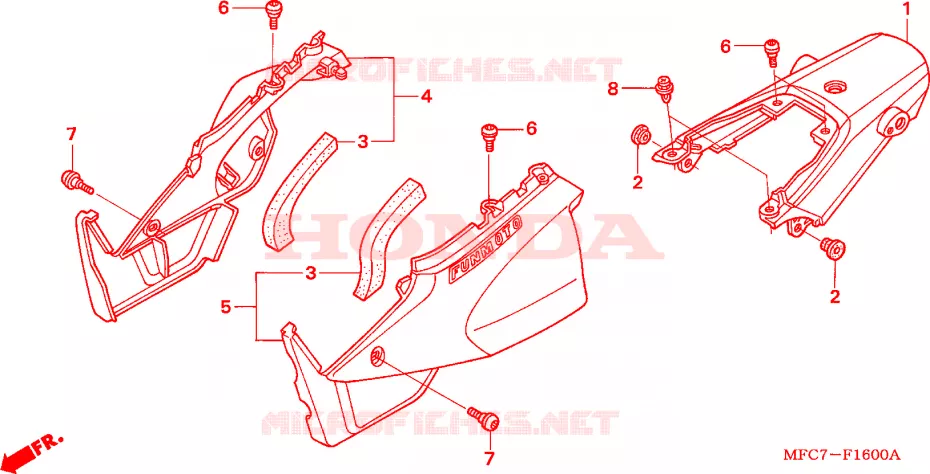COUVERCLES LATERAUX Honda MOTO 650 FMX 2005  FMX6505
