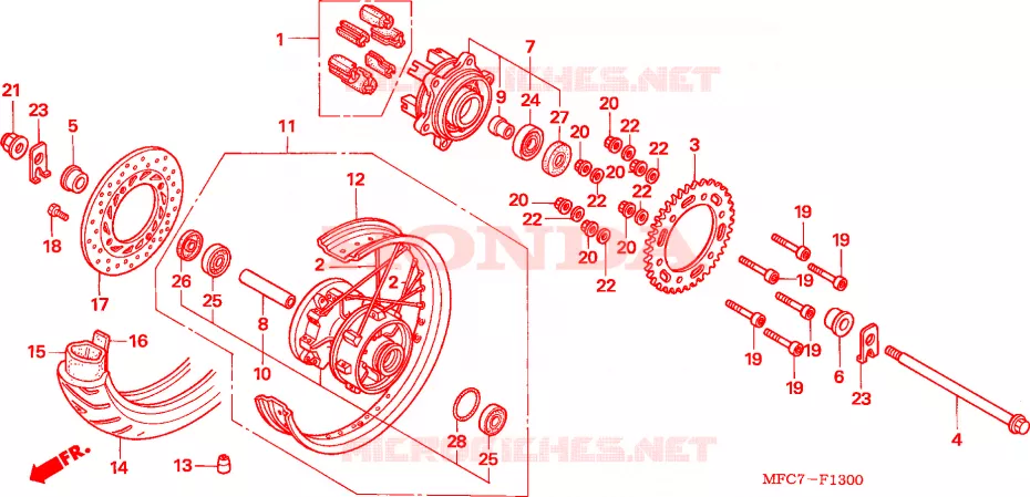 ROUE ARRIERE Honda MOTO 650 FMX 2005  FMX6505