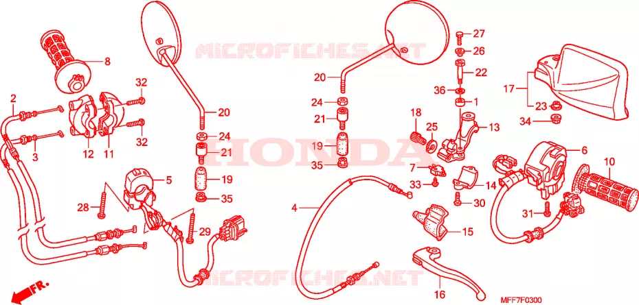 LEVIER DE GUIDON - CABLE - COMMODO Honda MOTO 700 TRANSALP 2009  XL700VA8