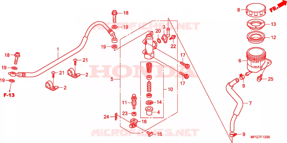 MAITRE-CYLINDRE FREIN AR. CYLINDRE(CB600F/F3) Honda MOTO 600 HORNET 2007  CB600F7