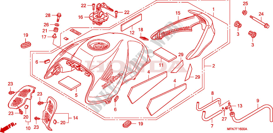 RESERVOIR A CARBURANT pour Honda CB 1000 R ABS BLANC, NOIR 2011