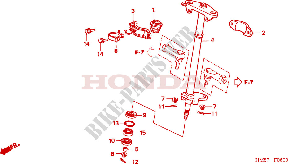 ARBRE DE DIRECTION pour Honda TRX 250 FOURTRAX RECON Standard 2009