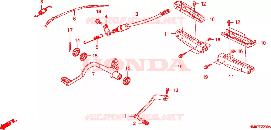 PEDALE - REPOSE PIED Honda ATV 250 FOURTRAX 2009  TRX250TM9