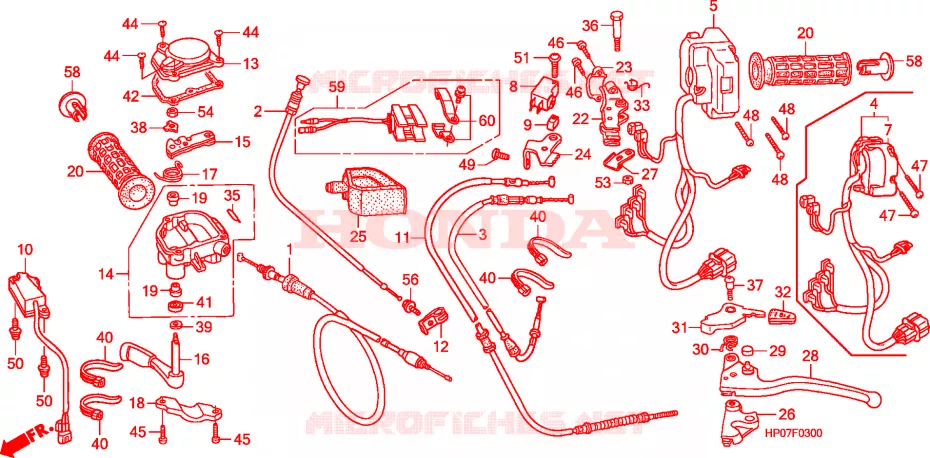 LEVIER DE GUIDON - CABLE - COMMODO Honda ATV 500 FOURTRAX 2012  TRX500FMB