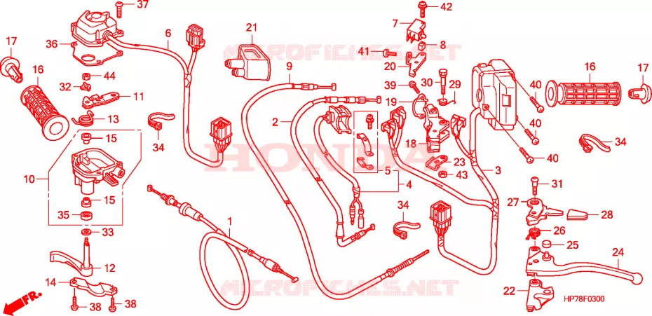 LEVIER DE GUIDON - CABLE - COMMODO Honda ATV 420 FOURTRAX 2011  TRX420FAB