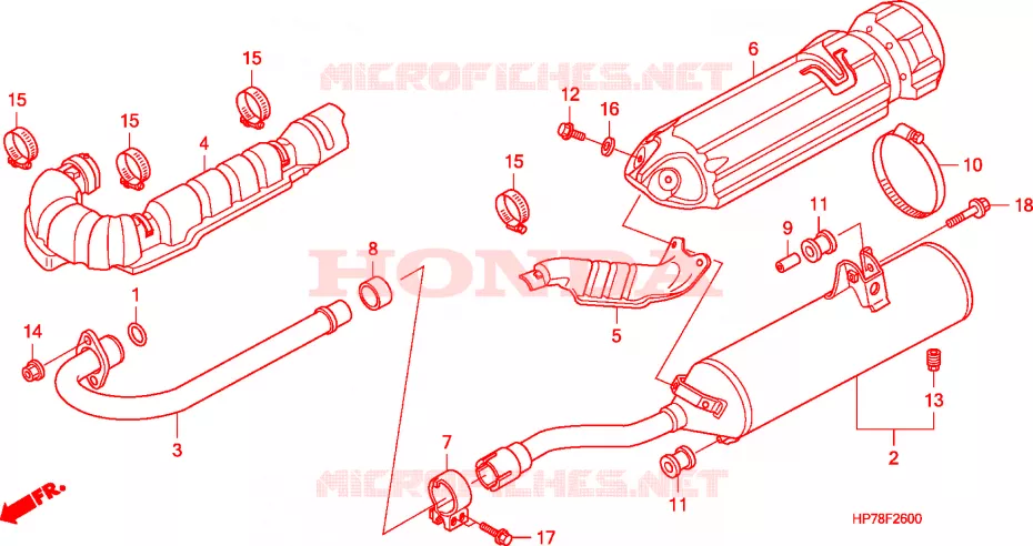 SILENCIEUX D'ECHAPPEMENT Honda ATV 420 FOURTRAX 2012  TRX420FAB