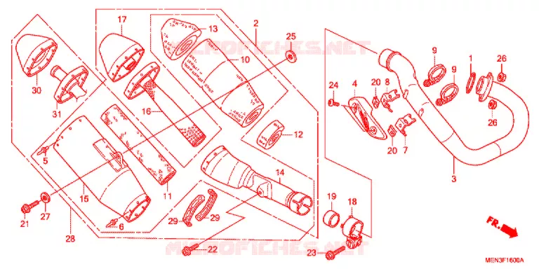 SILENCIEUX D'ECHAPPEMENT Honda MOTO 450 CRF 2012  CRF450RB