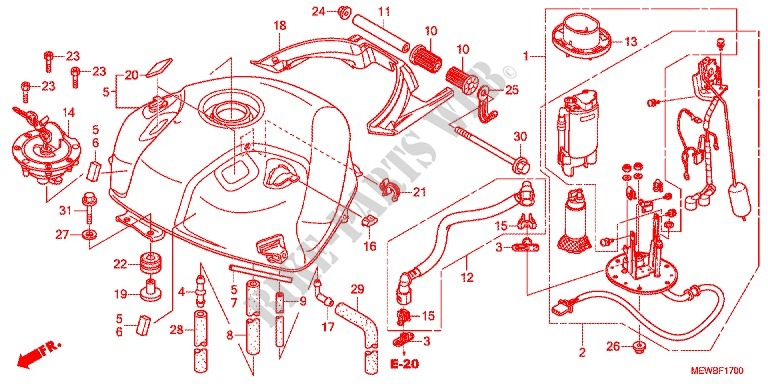 RESERVOIR A CARBURANT pour Honda DEAUVILLE 700 ABS 2011