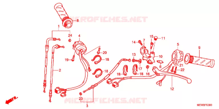 LEVIER DE GUIDON - CABLE - COMMODO Honda MOTO 700 DEAUVILLE 2012  NT700VAB
