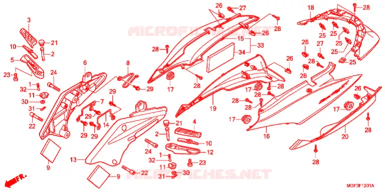 CARENAGE ARRIERE (FJS600A9-2KO/FJS600AB/DB) Honda SCOOTER 600 SILVERWING 2014  FJS600AB