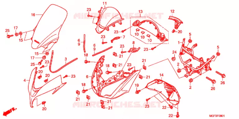 CARENAGE AVANT (FJS600A9-2KO/FJS600AB/DB) Honda SCOOTER 600 SILVERWING 2013  FJS600AB