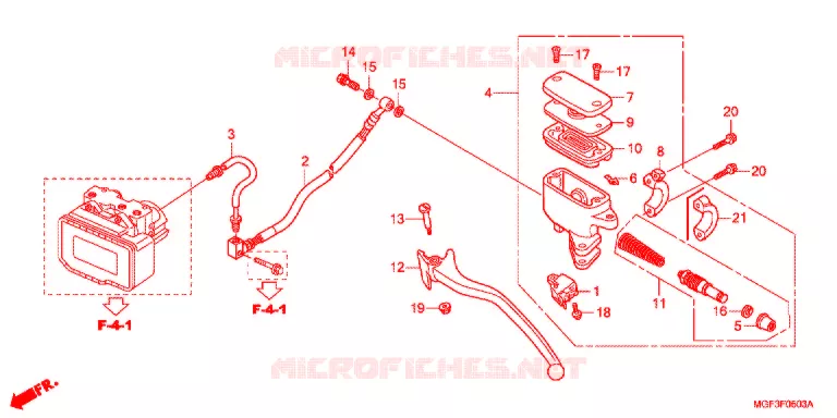 MAITRE CYLINDRE DE FREIN ARRIERE (FJS600A9-2KO/FJS600AB) Honda SCOOTER 600 SILVERWING 2012  FJS600AB