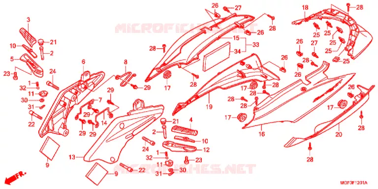 CARENAGE ARRIERE (FJS600A9-2KO/FJS600AB/DB) Honda SCOOTER 600 SILVERWING 2012  FJS600AB