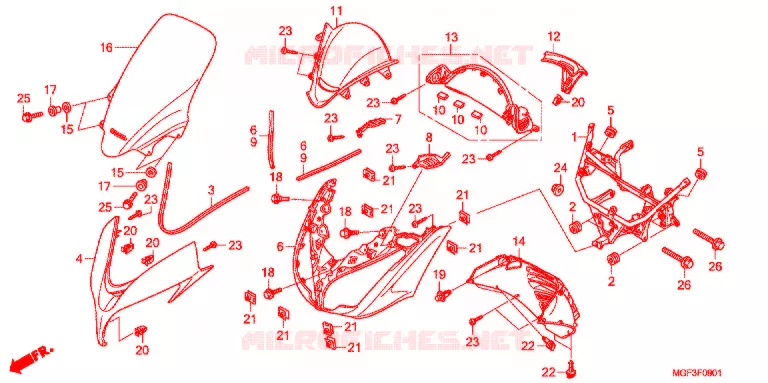 CARENAGE AVANT (FJS600A9-2KO/FJS600AB/DB) Honda SCOOTER 600 SILVERWING 2015  FJS600AB