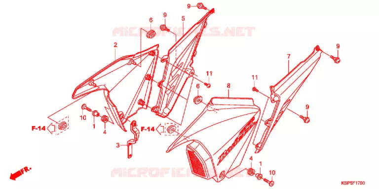COUVERCLES LATERAUX Honda MOTO 150 CBF 2011  CBF150MB