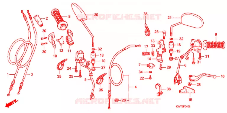LEVIER DE GUIDON - CABLE - COMMODO Honda MOTO 300 XR 2010  XRE300A