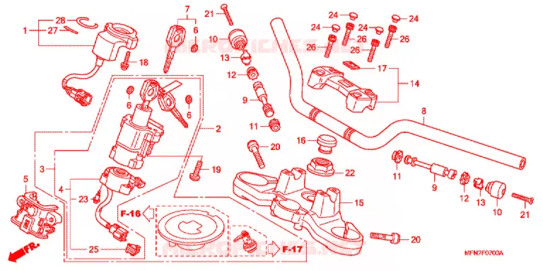 GUIDON - TE DE FOURCHE Honda MOTO 1000 CB 2012  CB1000RC