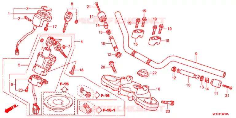 GUIDON - TE DE FOURCHE Honda MOTO 600 HORNET 2012  CB600FAC