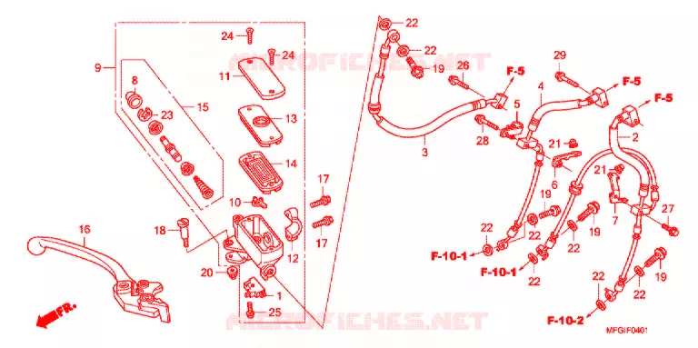 MAITRE CYLINDRE DE FREIN AVANT (CB600FA/FA3) Honda MOTO 600 HORNET 2012  CB600FAC