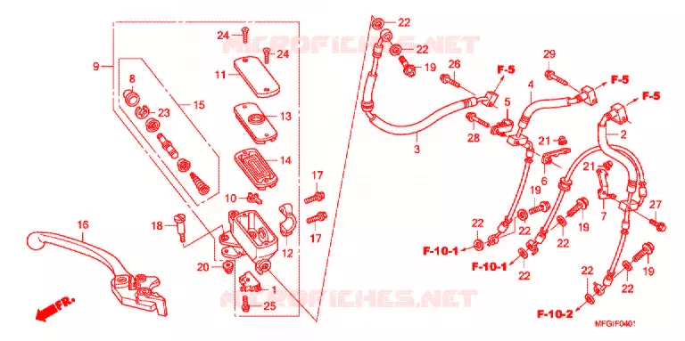MAITRE CYLINDRE DE FREIN AVANT (CB600FA/FA3) Honda MOTO 600 HORNET 2012  CB600FAC