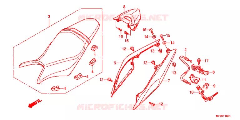 SELLE - CARENAGE ARRIERE (2) Honda MOTO 600 HORNET 2012  CB600FC