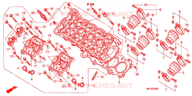 CULASSE Honda MOTO 600 HORNET 2012  CB600FC