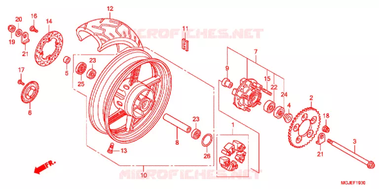 ROUE ARRIERE Honda MOTO 1000 CBF 2012  CBF1000FTC