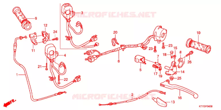 LEVIER DE GUIDON - CABLE - COMMODO Honda MOTO 125 CBR 2012  CBR125RSC