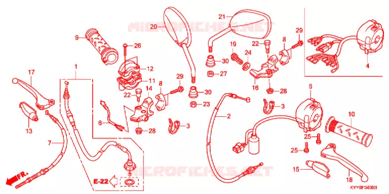 LEVIER DE GUIDON - CABLE - COMMODO (1) Honda MOTO 125 ACE 2012  CGX125SHC_C