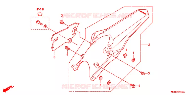 GARDE-BOUE ARRIERE Honda MOTO 450 CRF 2012  CRF450RC