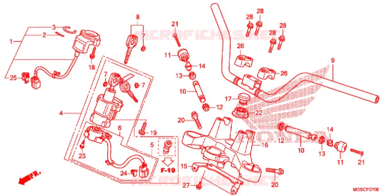 GUIDON - TE DE FOURCHE Honda SCOOTER 700 INTEGRA 2012  NC700DC