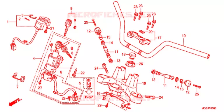 GUIDON - TE DE FOURCHE Honda MOTO 700 NC 2012  NC700XDC