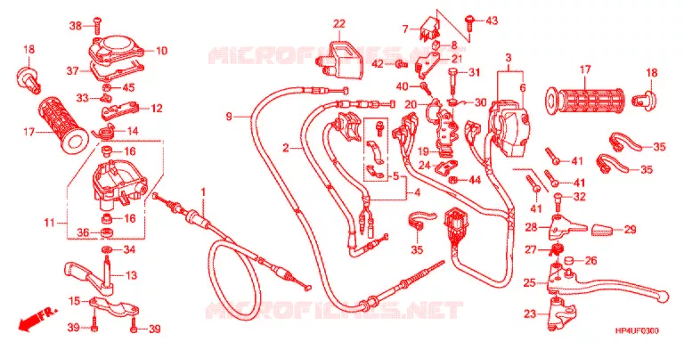 LEVIER DE GUIDON - CABLE - COMMODO Honda ATV 420 FOURTRAX 2012  TRX420FEC