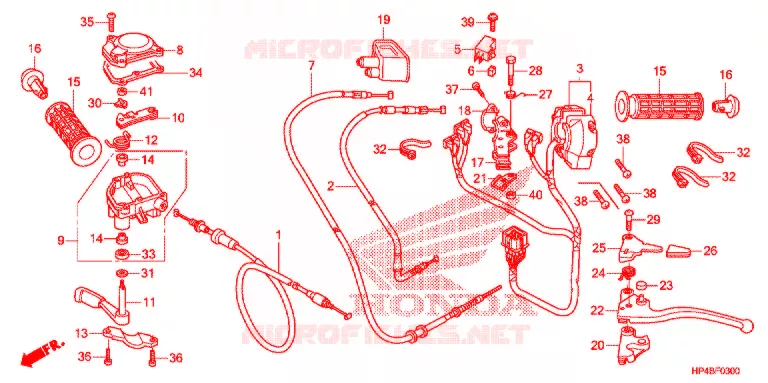 LEVIER DE GUIDON - CABLE - COMMODO Honda ATV 420 FOURTRAX 2012  TRX420TMC